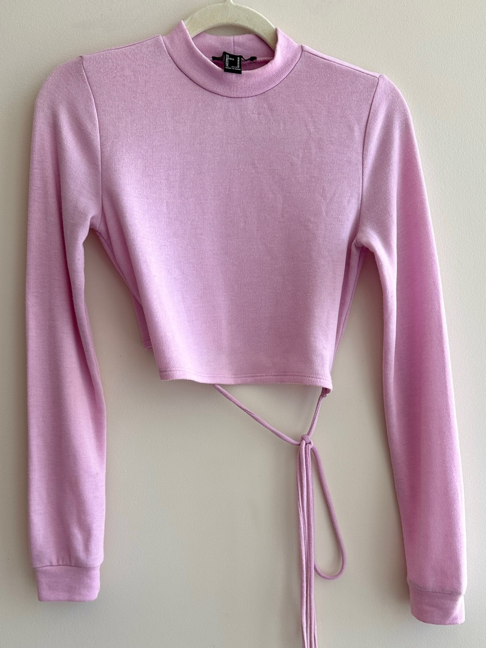 Forever 21 Mockneck Wrap Tie Back Cropped Sweater, Pink Purple, Size Medium